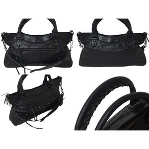 Balenciaga Handbag Black One Shoulder Hobo First The Leather
